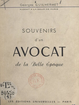 cover image of Souvenirs d'un avocat de la Belle Époque